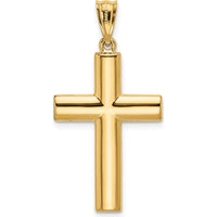 14K Yellow Gold Hollow Cross Pendant - Reversible and Polished Finish by Oro Pregiato