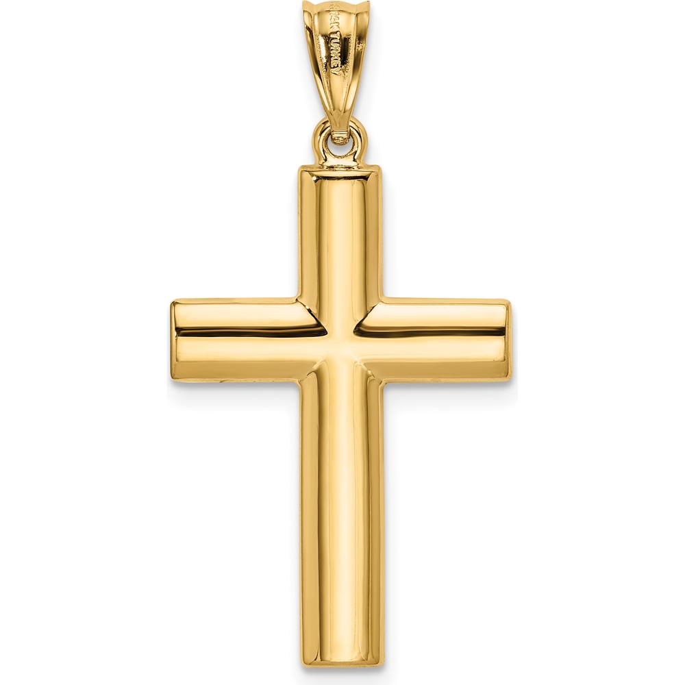 14K Yellow Gold Hollow Cross Pendant - Reversible and Polished Finish by Oro Pregiato