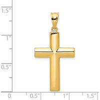 14K Yellow Gold Hollow Cross Pendant - Reversible and Polished Finish by Oro Pregiato