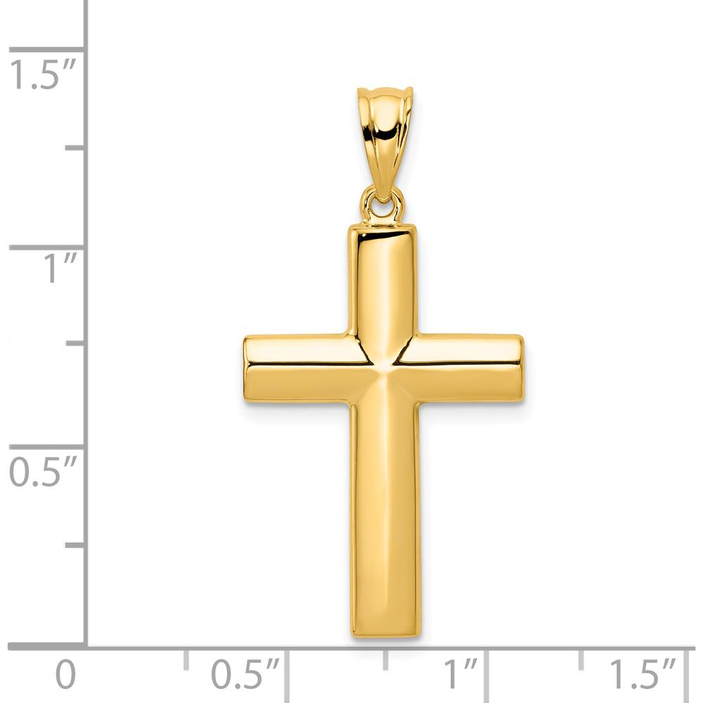 14K Yellow Gold Hollow Cross Pendant - Reversible and Polished Finish by Oro Pregiato