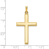 14K Yellow Gold Hollow Cross Pendant with Flat Back - 36mm Length by Oro Pregiato