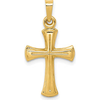 14K Yellow Gold Hollow Cross Pendant with Flat Back Design by Oro Pregiato