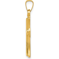 14K Yellow Gold Hollow Cross Pendant with Flat Back Design by Oro Pregiato