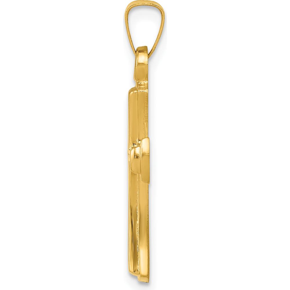 14K Yellow Gold Hollow Cross Pendant with Flat Back Design by Oro Pregiato