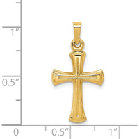 14K Yellow Gold Hollow Cross Pendant with Flat Back Design by Oro Pregiato