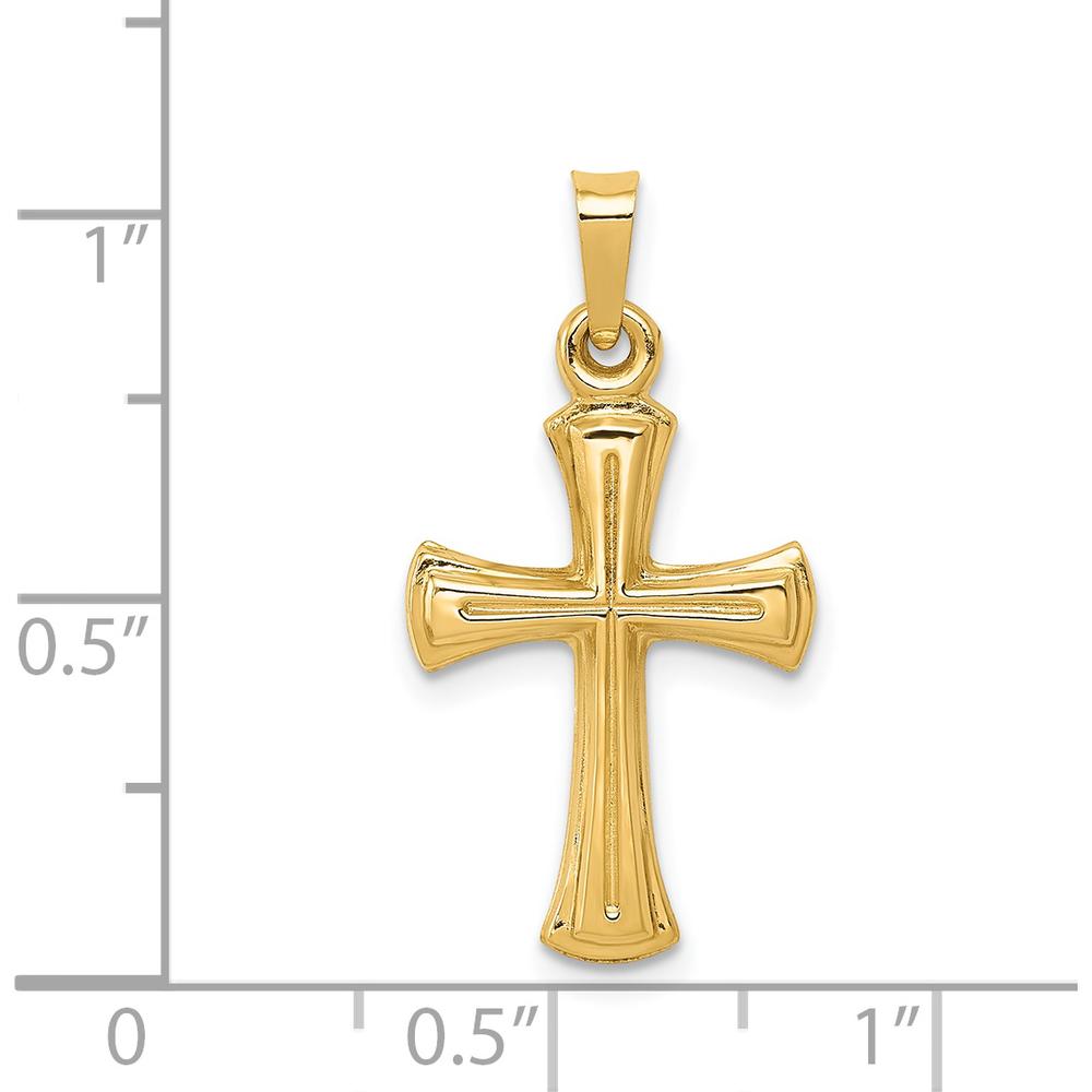 14K Yellow Gold Hollow Cross Pendant with Flat Back Design by Oro Pregiato
