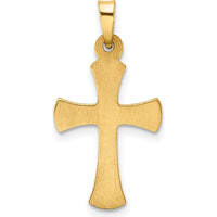 14K Yellow Gold Hollow Cross Pendant with Flat Back Design by Oro Pregiato