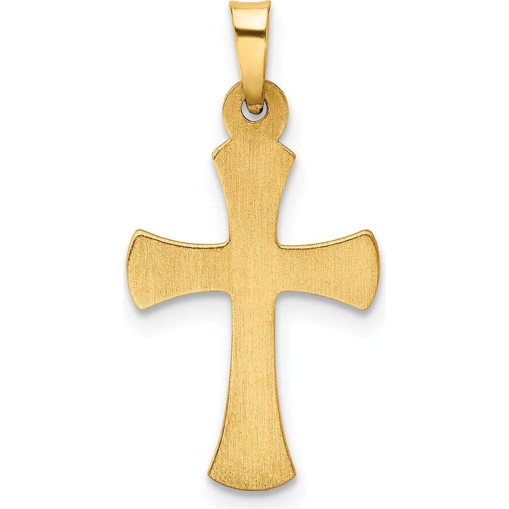 14K Yellow Gold Hollow Cross Pendant with Flat Back Design by Oro Pregiato