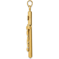 14K Yellow Gold Hollow Crucifix Pendant with INRI Inscription - Polished Finish by Oro Pregiato
