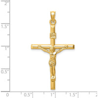 14K Yellow Gold Hollow Crucifix Pendant with INRI Inscription - Polished Finish by Oro Pregiato