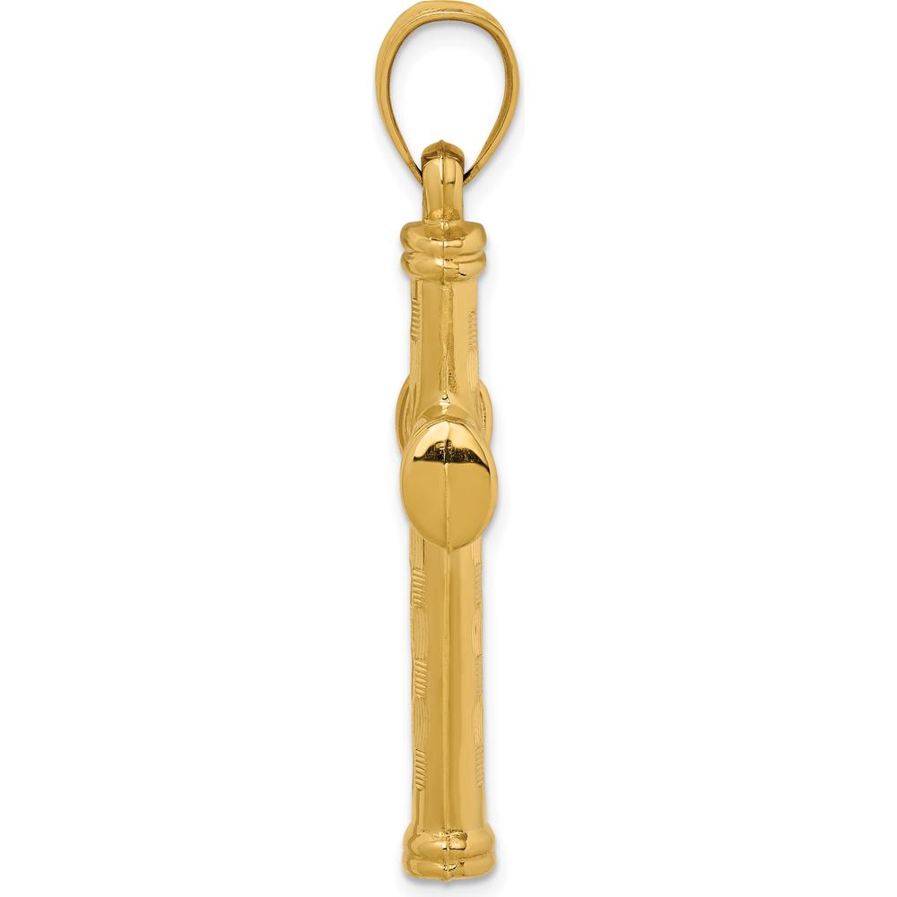14K Yellow Gold Hollow Diamond-Cut Cross Pendant - 44mm Length by Oro Pregiato