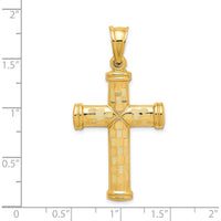 14K Yellow Gold Hollow Diamond-Cut Cross Pendant - 44mm Length by Oro Pregiato