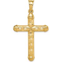 14K Yellow Gold Hollow Diamond-Cut Cross Pendant - 52mm Length by Oro Pregiato