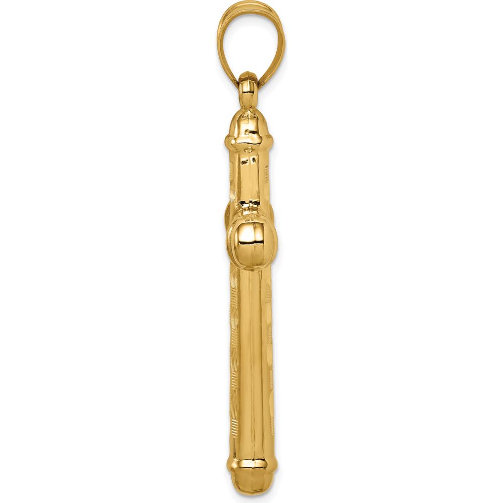 14K Yellow Gold Hollow Diamond-Cut Cross Pendant - 52mm Length by Oro Pregiato