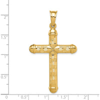 14K Yellow Gold Hollow Diamond-Cut Cross Pendant - 52mm Length by Oro Pregiato
