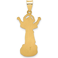 14K Yellow Gold Hollow Divine Child Jesus Pendant with Brushed Satin Finish - 35mm Length by Oro Pregiato