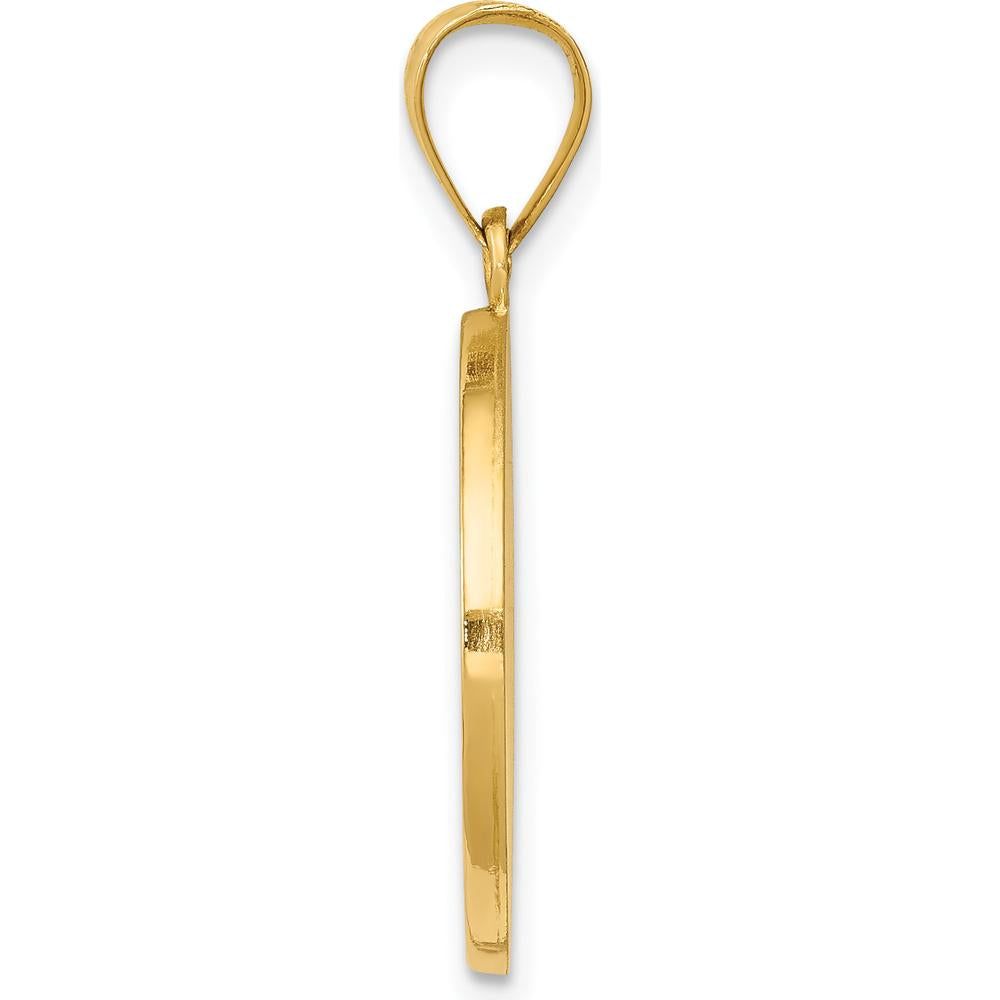 14K Yellow Gold Hollow Divino Niño Round Medal Pendant with Polished & Brushed Finish by Oro Pregiato