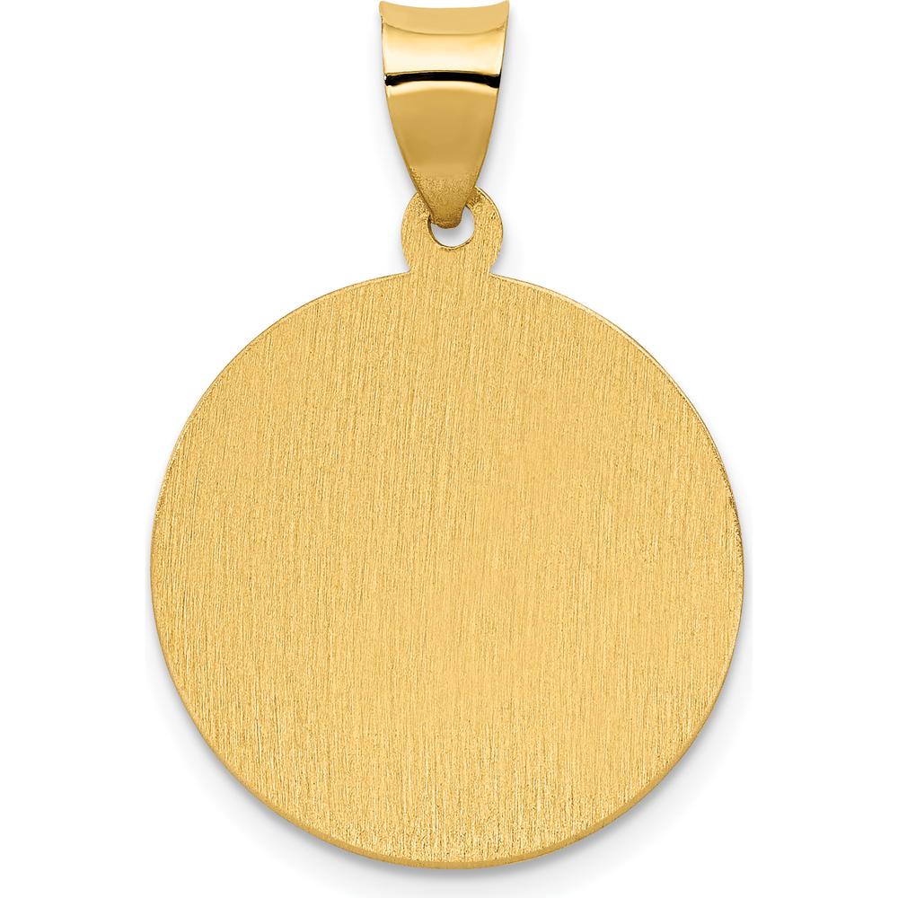 14K Yellow Gold Hollow Divino Niño Round Medal Pendant with Polished & Brushed Finish by Oro Pregiato