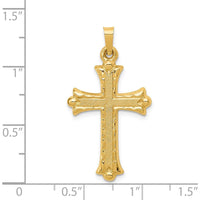 14K Yellow Gold Hollow Fleur De Lis Cross Pendant - 34mm Length, 19mm Width by Oro Pregiato