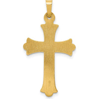 14K Yellow Gold Hollow Fleur De Lis Cross Pendant - 34mm Length, 19mm Width by Oro Pregiato