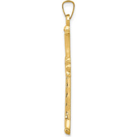 14K Yellow Gold Hollow Fleur De Lis Cross Pendant - 42mm Length, 24mm Width by Oro Pregiato