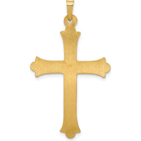 14K Yellow Gold Hollow Fleur De Lis Cross Pendant - 42mm Length, 24mm Width by Oro Pregiato