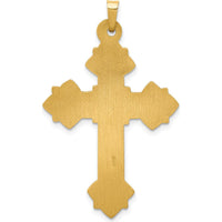 14K Yellow Gold Hollow Fleur de Lis Cross Pendant 42mm x 26mm by Oro Pregiato
