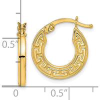 14K Yellow Gold Hollow Greek Key Large Hoop Earrings by Oro Pregiato
