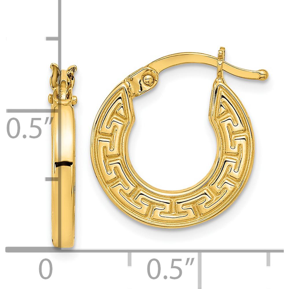 14K Yellow Gold Hollow Greek Key Large Hoop Earrings by Oro Pregiato