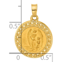 14K Yellow Gold Hollow Guardian Angel Pendant with Satin Finish - Symbol of Protection and Connection by Oro Pregiato