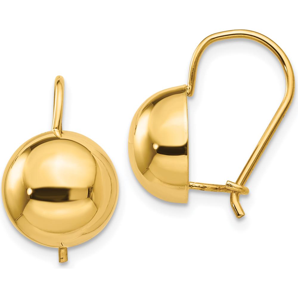 14K Yellow Gold Hollow Half Ball Drop Earrings - Polished Finish by 0