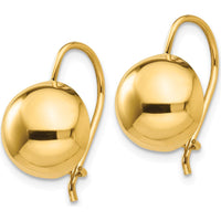 14K Yellow Gold Hollow Half Ball Drop Earrings - Polished Finish by 0