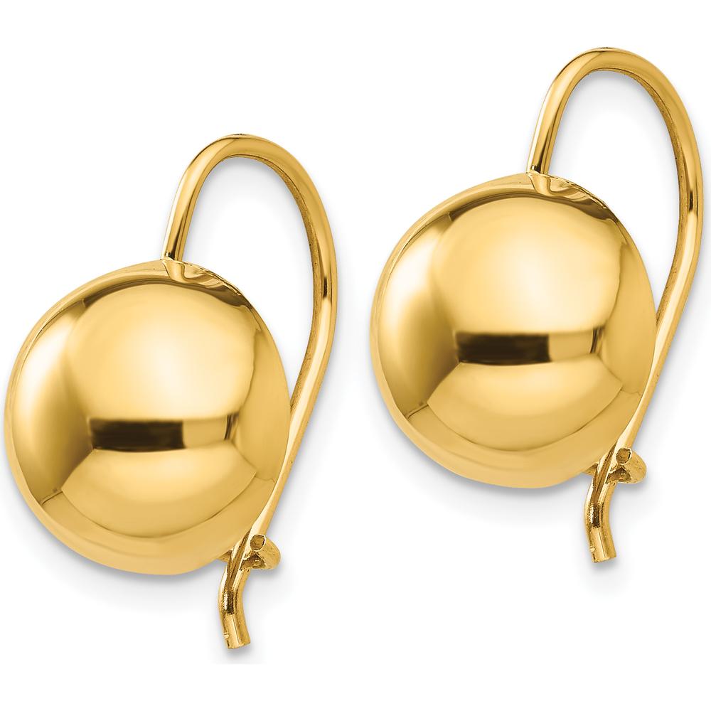 14K Yellow Gold Hollow Half Ball Drop Earrings - Polished Finish by 0