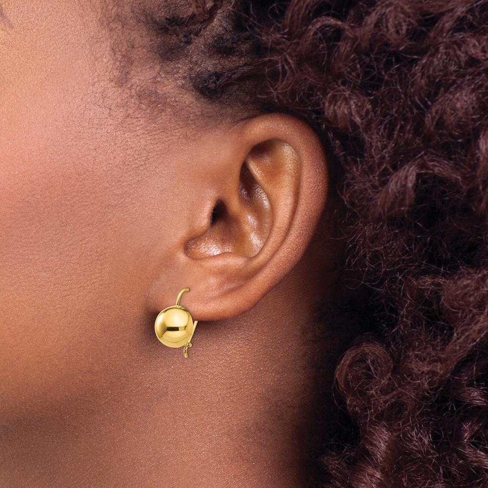 14K Yellow Gold Hollow Half Ball Drop Earrings - Polished Finish by 0