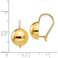 14K Yellow Gold Hollow Half Ball Drop Earrings - Polished Finish by 0