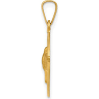 14K Yellow Gold Hollow Holy Spirit Medal Round Pendant - 24mm by 0