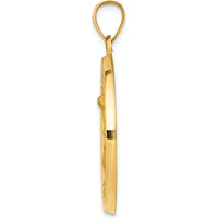 14K Yellow Gold Hollow Large St. Michael Medal Pendant - 28mm Length, Polished and Satin Finish by Oro Pregiato