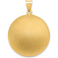 14K Yellow Gold Hollow Large St. Michael Medal Pendant - 28mm Length, Polished and Satin Finish by Oro Pregiato