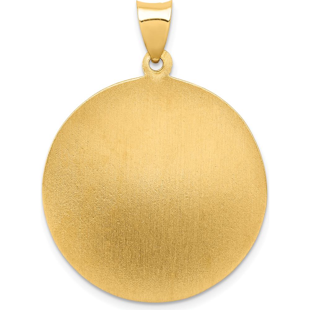 14K Yellow Gold Hollow Large St. Michael Medal Pendant - 28mm Length, Polished and Satin Finish by Oro Pregiato