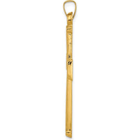 14K Yellow Gold Hollow Latin Cross Pendant with Brushed and Polished Finish by Oro Pregiato