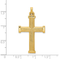 14K Yellow Gold Hollow Latin Cross Pendant with Brushed and Polished Finish by Oro Pregiato
