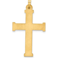 14K Yellow Gold Hollow Latin Cross Pendant with Brushed and Polished Finish by Oro Pregiato