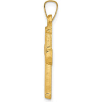 14K Yellow Gold Hollow Latin Cross Pendant with Textured Surface - 27mm by Oro Pregiato