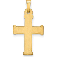 14K Yellow Gold Hollow Latin Cross Pendant with Textured Surface - 27mm by Oro Pregiato