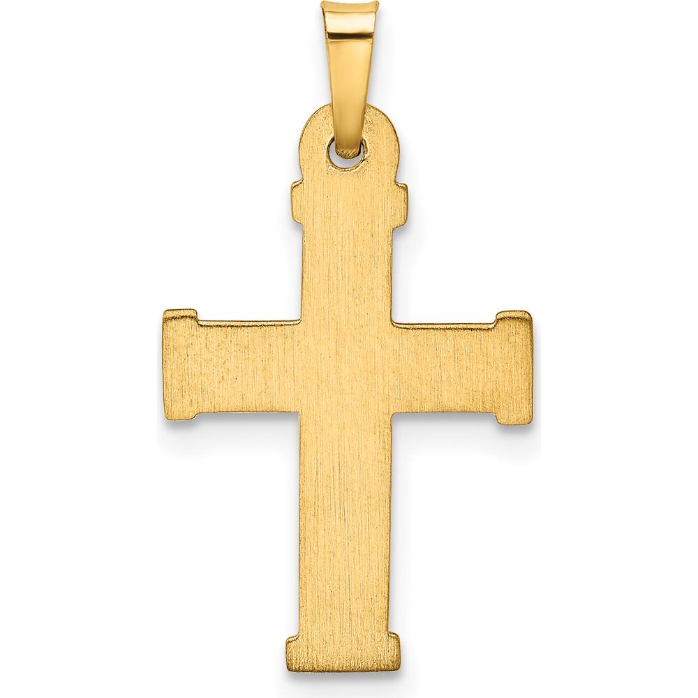 14K Yellow Gold Hollow Latin Cross Pendant with Textured Surface - 27mm by Oro Pregiato