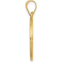 14K Yellow Gold Hollow Our Lady of Lourdes Round Pendant with Satin Finish by Oro Pregiato