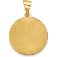 14K Yellow Gold Hollow Our Lady of Lourdes Round Pendant with Satin Finish by Oro Pregiato