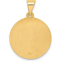 14K Yellow Gold Hollow Perpetuo Socorro Round Medal Pendant with Satin and Polished Finish by Oro Pregiato