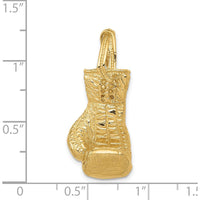 14K Yellow Gold Hollow Polished 3D Boxing Glove Pendant by Oro Pregiato