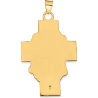 14K Yellow Gold Hollow Polished and Satin Jesus Cross Medal Pendant by Oro Pregiato